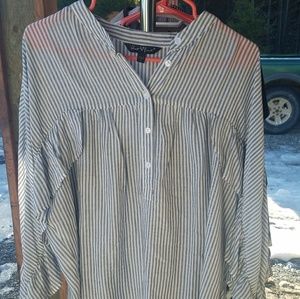 Velvet Heart striped ruffled button up shirt